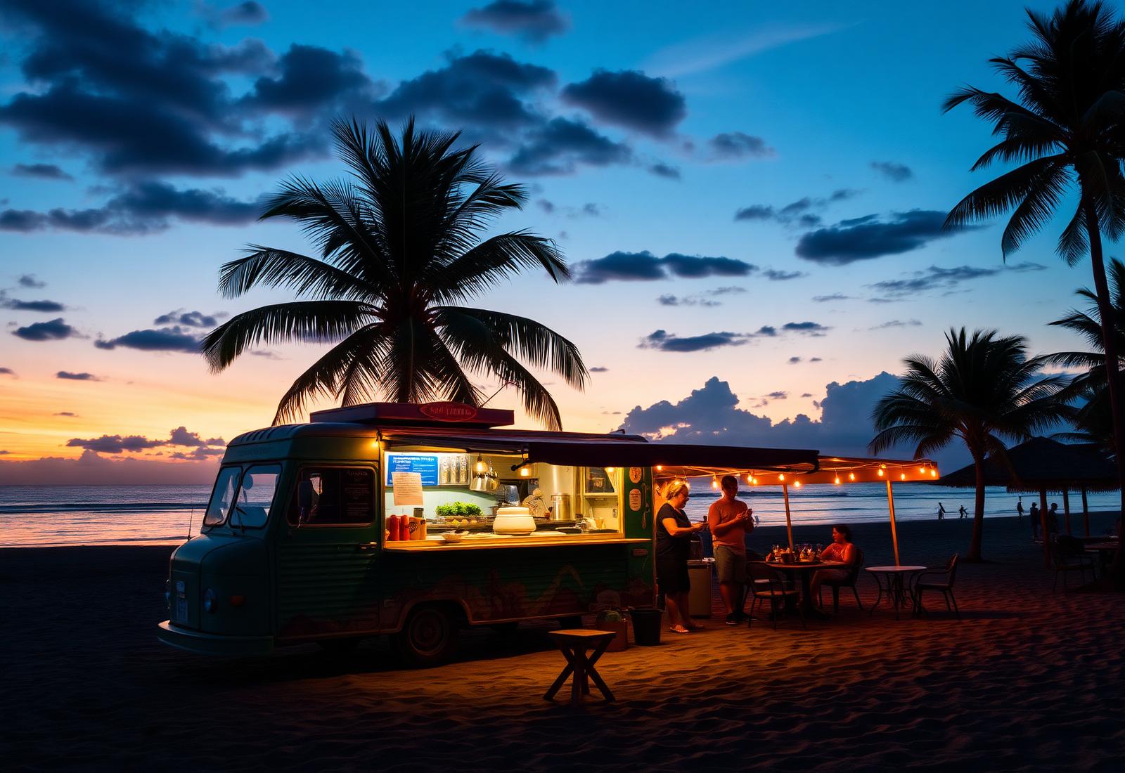 Le food truck de l'Habitation Anse Couleuvre sous les palmiers